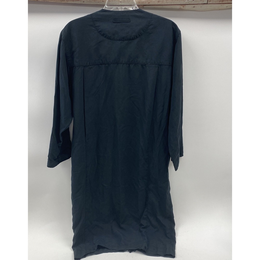 Vintage Black Silk Shift Midi Dress Liz Roberts 10 Button Front Pockets basic - Picture 10 of 14